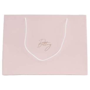 Elegant Blush Pink & Chic Gold Script Name Large Gift Bag