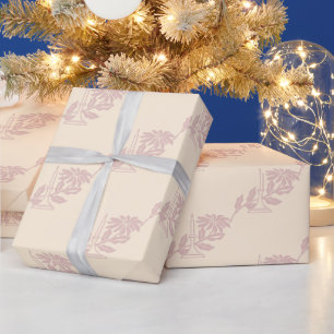 Elegant Blush Pink Christmas Candle Poinsettia Wrapping Paper