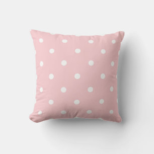 Elegant Blush Pink Colour Template White Polka Dot Cushion