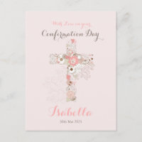 Elegant blush pink confirmation floral cross name