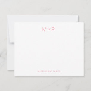 Elegant Blush Pink Contemporary Couple Monogram Card