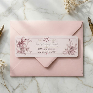 Elegant Blush Pink Coquette Bow Floral