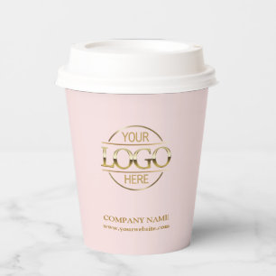 Elegant Blush Pink Corporate Company Business Logo Paper Cups