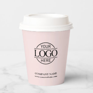 Elegant Blush Pink Corporate Company Business Logo Paper Cups