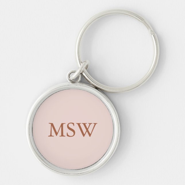 Elegant blush pink custom monogram initials chic key ring (Front)