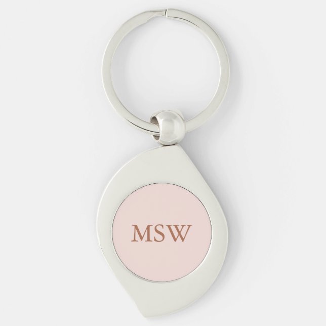 Elegant blush pink custom monogram initials key ring (Front)