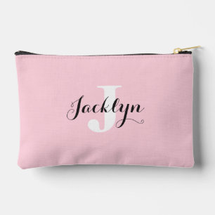Elegant Blush Pink Custom Name  Accessory Pouch