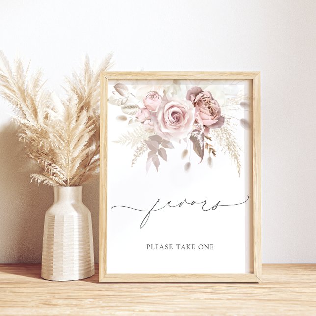 Elegant Blush Pink Dusty Rose Favours Take a Treat Poster (Creator Uploaded)