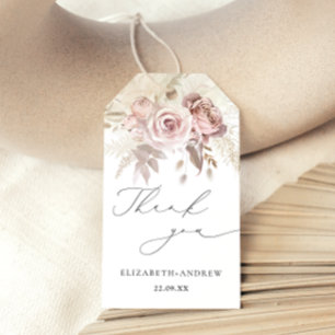 Elegant Blush Pink Dusty Rose Floral Thank you Gift Tags