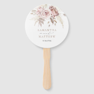 Elegant Blush Pink Dusty Rose Wedding Program Hand Fan