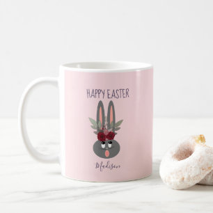Elegant Blush Pink Easter Bunny Personalised Coffee Mug