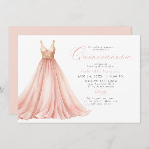 Elegant Blush Pink Ethereal Dress Quinceanera Invitation