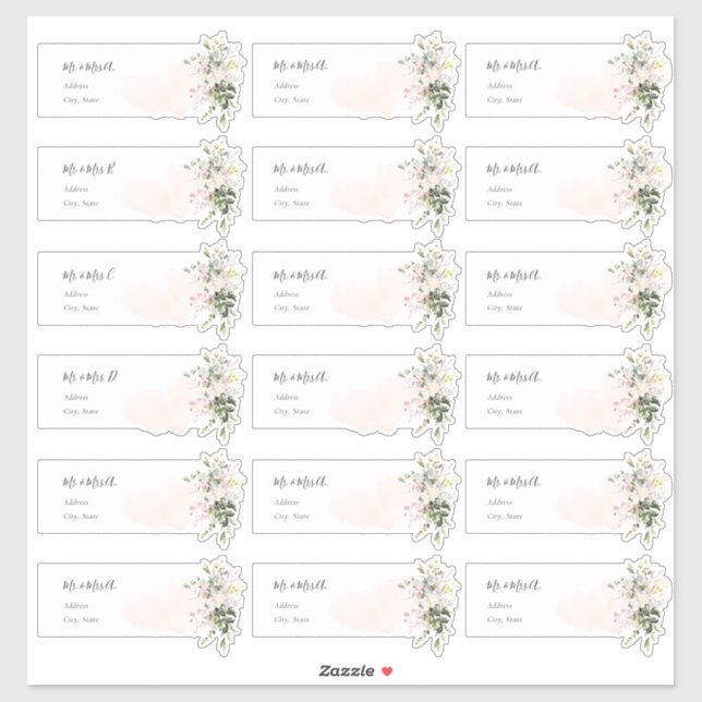 Elegant Blush Pink Eucalyptus Guest Address Labels (Sheet)