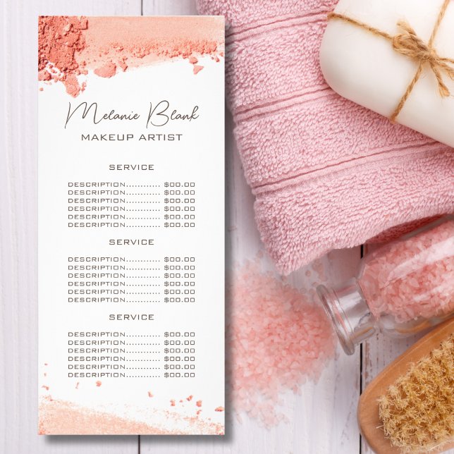 Elegant Blush Pink Eyeshadow Makeup Price List  Rack Card (Creator Uploaded)