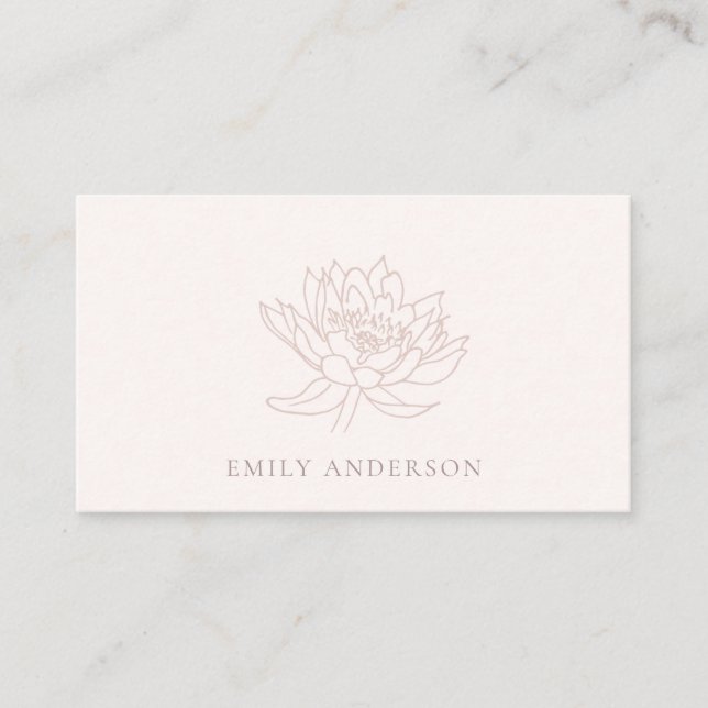 ELEGANT BLUSH PINK FAUX ROSE GOLD LOTUS FLORAL BUSINESS CARD (Front)