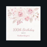 Elegant Blush Pink Floral 100th Birthday Party Napkin<br><div class="desc">Elegant Blush Pink Floral 100th Birthday Party Napkins

See matching collection in Niche and Nest Store</div>