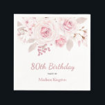Elegant Blush Pink Floral 80th Birthday Party Napkin<br><div class="desc">Elegant Blush Pink Floral 80th Birthday Party Napkins

See matching collection in Niche and Nest Store</div>