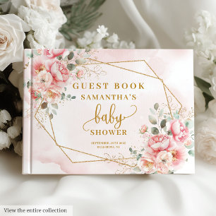 Elegant blush pink floral baby shower guest book