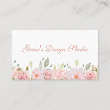 Elegant Blush Pink Floral Border Business Card