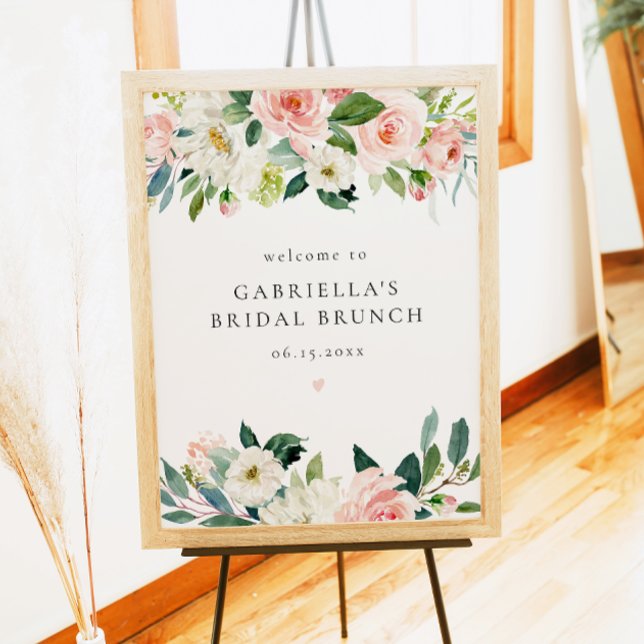 Elegant Blush Pink Floral Bridal Brunch Welcome Poster (Creator Uploaded)