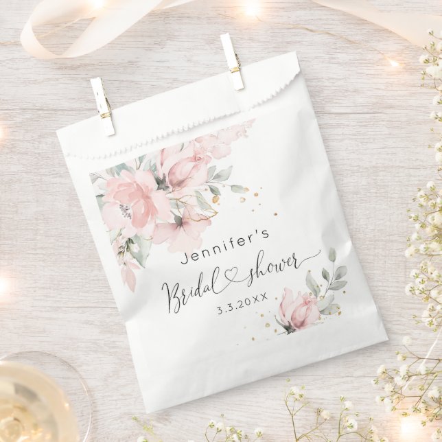 Elegant Blush pink floral bridal shower Favour Bags (Clipped)
