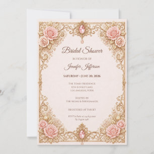 Elegant Blush Pink Floral Bridal Shower Invitation