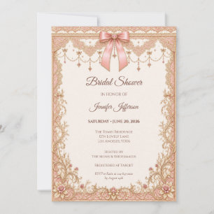 Elegant Blush Pink Floral Bridal Shower Invitation