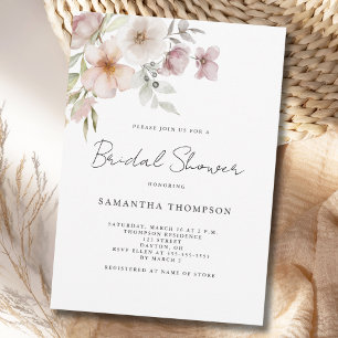 Elegant Blush Pink Floral Bridal Shower  Invitation
