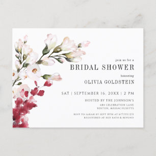 Elegant Blush Pink Floral Bridal Shower Invitation Postcard