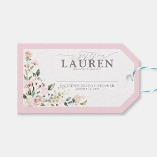 Elegant Blush Pink Floral Bridal Shower No Wrap Gift Tags