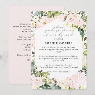 Elegant Blush Pink Floral By Mail Baby Shower Invitation