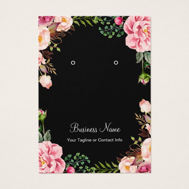 Elegant Blush Pink Floral Earring Display Cards (Front)