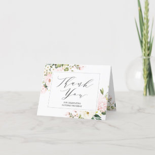 Elegant Blush Pink Floral Folded Thank You Card