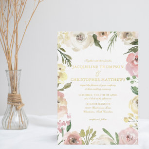 Elegant Blush Pink Floral Garden Wedding Gold