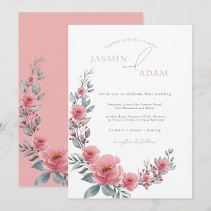 Elegant Blush Pink Floral Garden Wedding Invitation