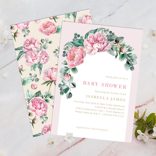 Elegant Blush Pink Floral Girl Baby Shower Invitat Invitation (Blush Pink Floral & Greenery Baby Shower Invitation)