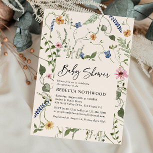 Elegant Blush Pink Floral Girl Baby Shower Invitation