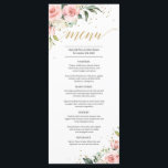 Elegant blush pink floral gold boho wedding menu<br><div class="desc">Elegant blush pink floral gold boho wedding menu,  Contact me for matching items or for customisation,  Blush Roses ©</div>