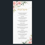 Elegant blush pink floral gold boho wedding menu<br><div class="desc">Elegant blush pink floral gold boho wedding menu,  Contact me for matching items or for customisation,  Blush Roses ©</div>