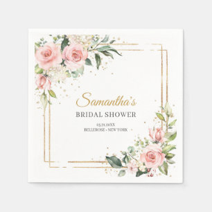 Elegant Blush pink floral greenery Bridal Shower Napkin