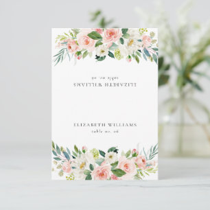 Elegant Blush Pink Floral Guest Name Place Card