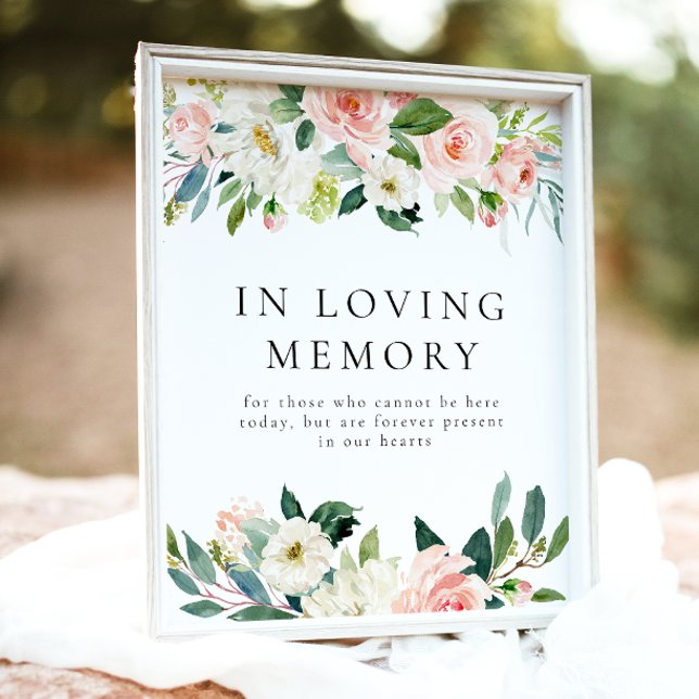 Elegant Blush Pink Floral In Loving Memory Sign (Creator Uploaded)
