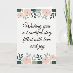 Elegant Blush Pink Floral Love and Joy Greeting Ca Card