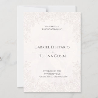 Elegant Blush Pink Floral Magnetic Wedding Save th Invitation