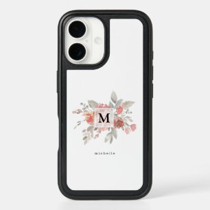 Elegant Blush Pink Floral Monogram