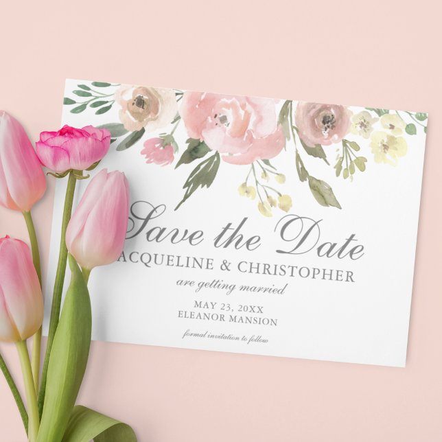 Elegant Blush Pink Floral Peony Summer Garden Save The Date (Creator Uploaded)