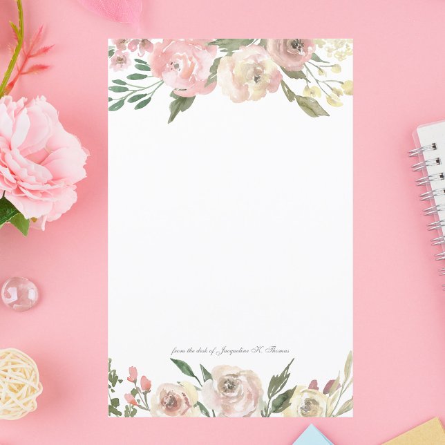 Elegant Blush Pink Floral Personalised Stationary (Creator Uploaded)