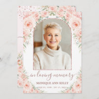 Elegant Blush Pink Floral Photo Funeral Memorial