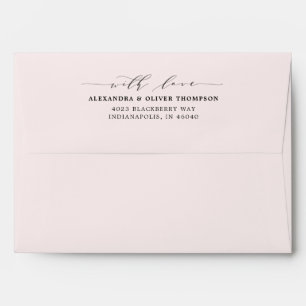 Elegant Blush Pink Floral Pre-Addressed Envelope