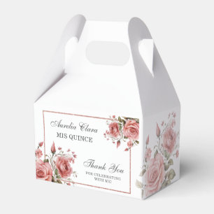 Elegant Blush Pink Floral Quinceañera Birthday Favour Box